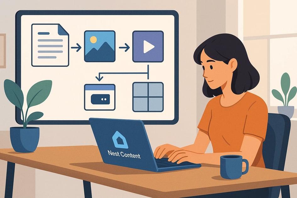 Step-by-step content creation workflow guide: complete walkthrough with Nest Content